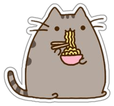 Pusheen su makaronais lipdukas