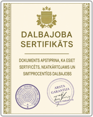 Dalbajoba sertifikatas lipdukas