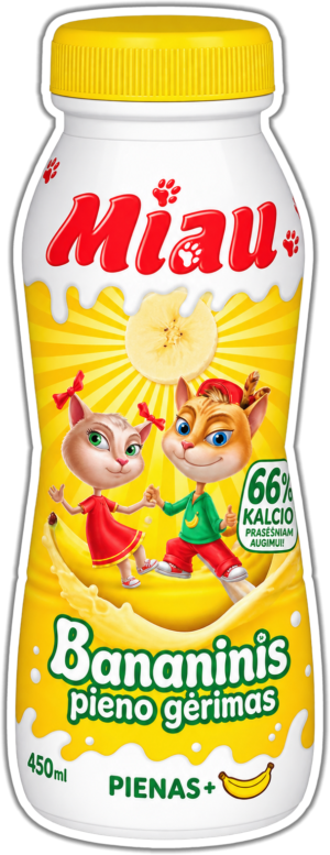 Miau Bananinis pieno gėrimas lipdukas